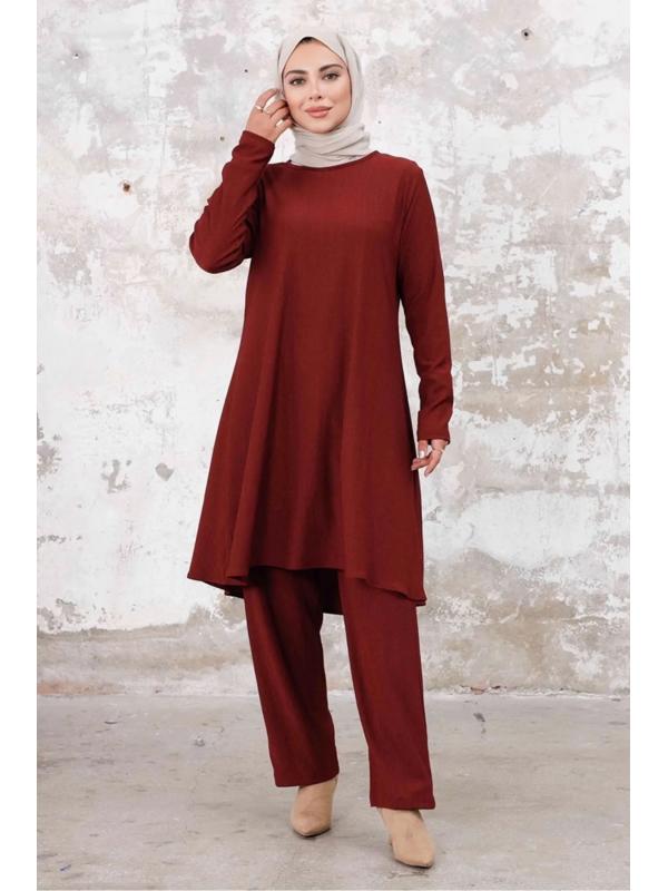 Seyal Tunik Pantolon Bürümcük Takım 1252 - Bordo