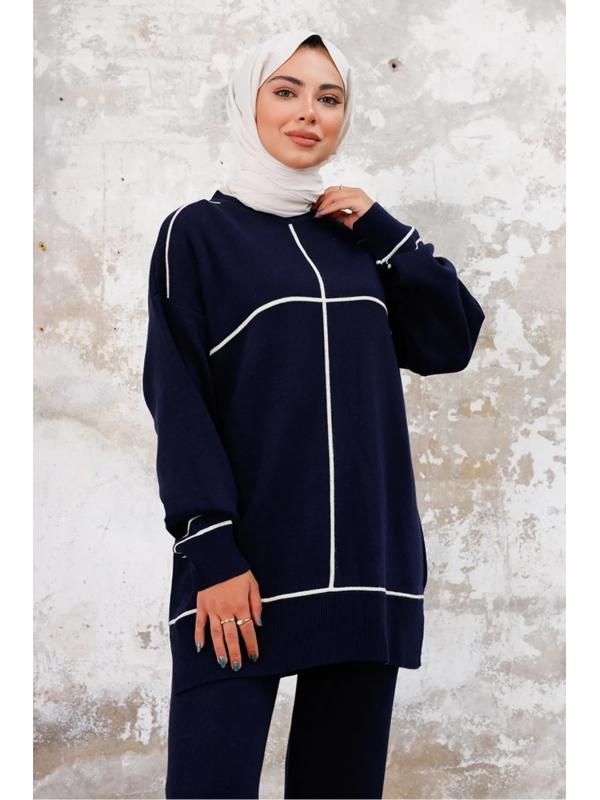 Nurel Tunik Pantolon İkili Triko Takım 1238 - Lacivert