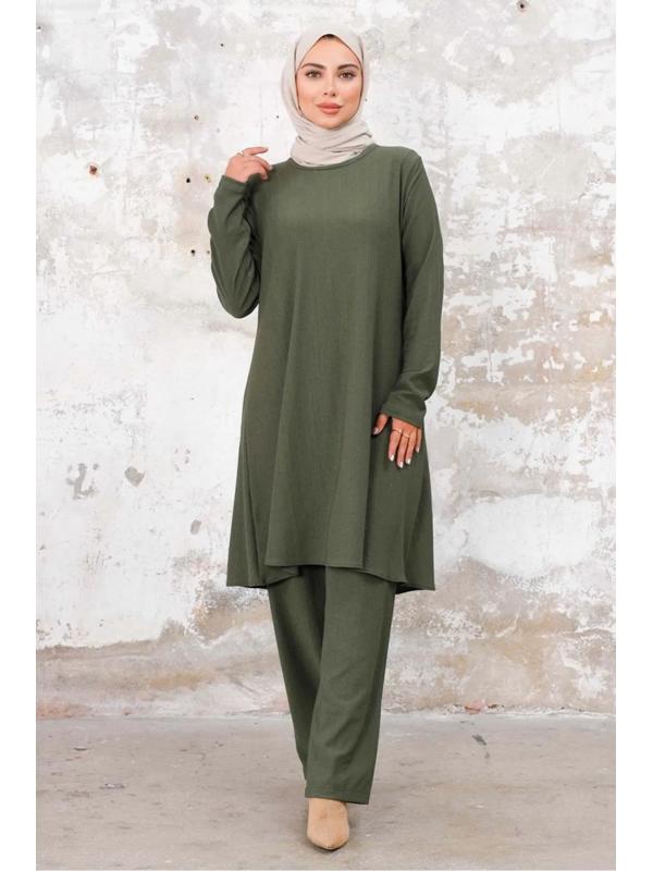 Seyal Tunik Pantolon Bürümcük Takım 1252 - Haki