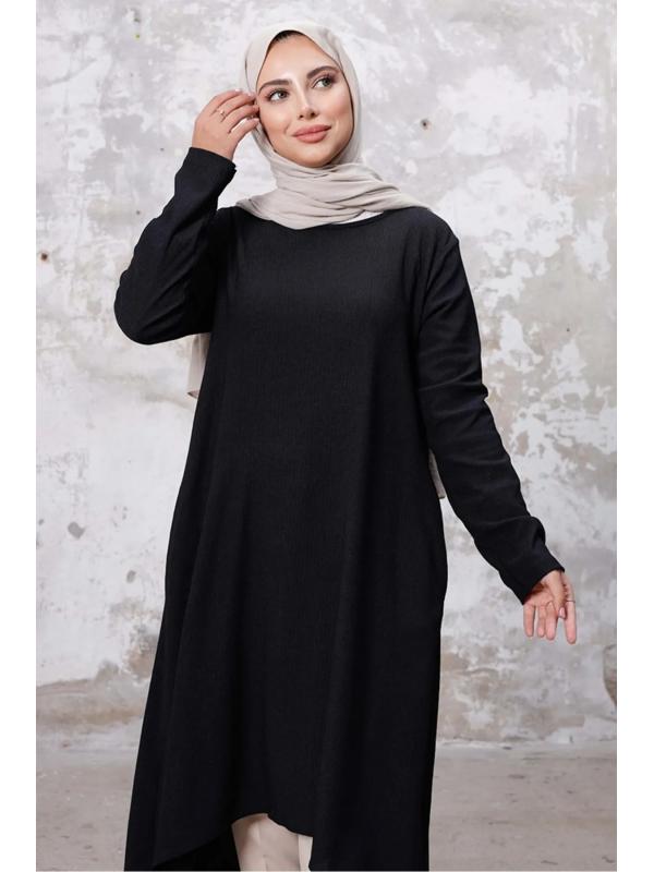 Asimetrik Kesim Tunik 1253 - Siyah