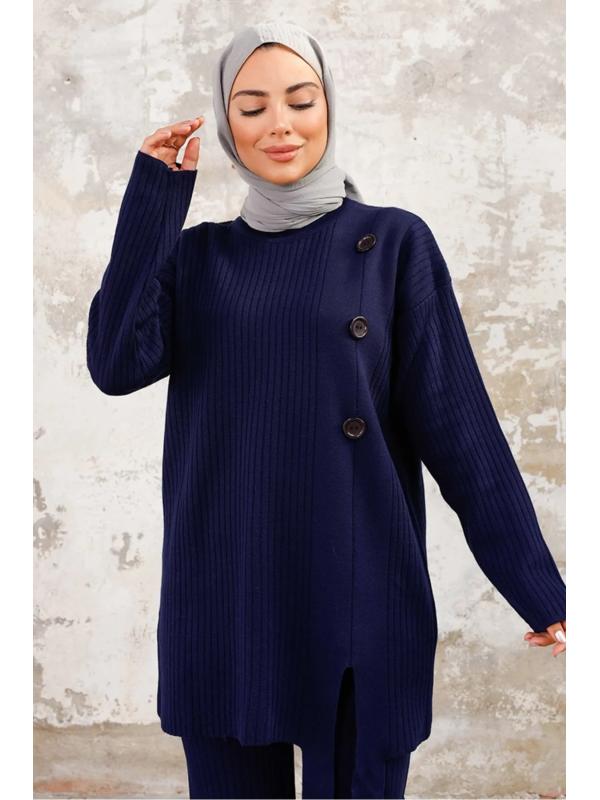 Niyal Tunik Pantolon İkili Triko Takım 1231 - Lacivert