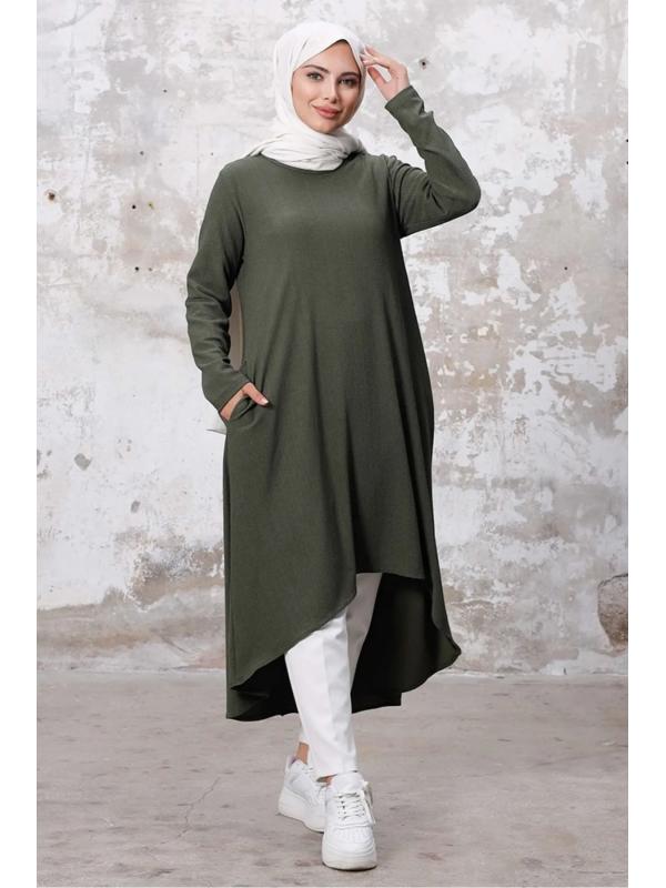 Asimetrik Kesim Tunik 1253 - Haki