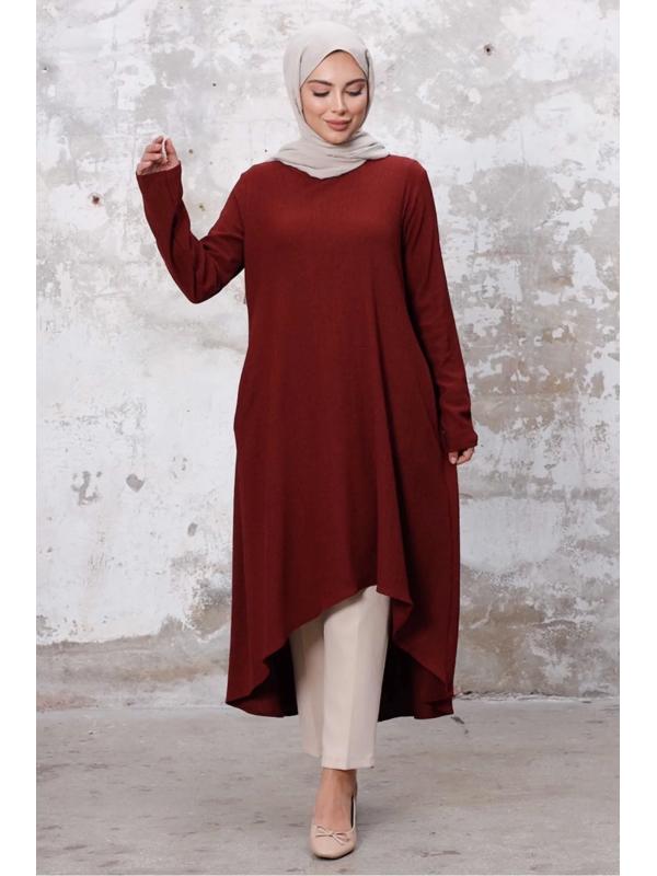 Asimetrik Kesim Tunik 1253 - Bordo