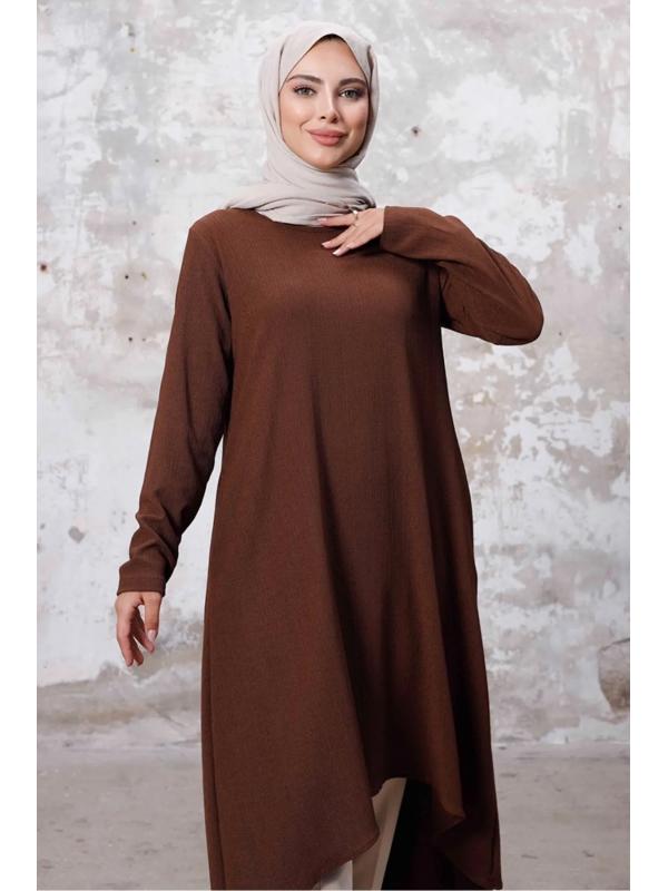 Asimetrik Kesim Tunik 1253 - Kahve