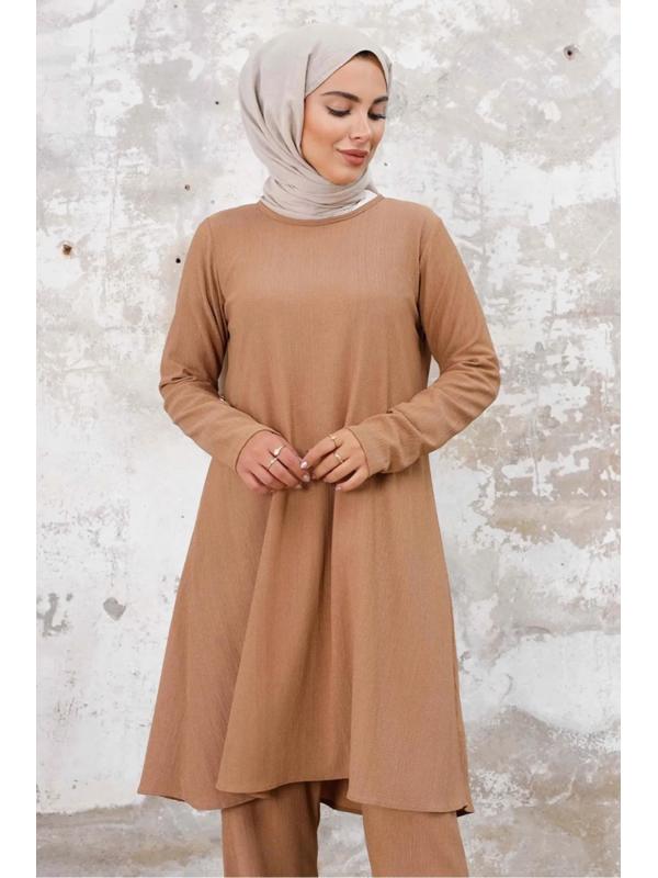 Seyal Tunik Pantolon Bürümcük Takım 1252 - Vizon