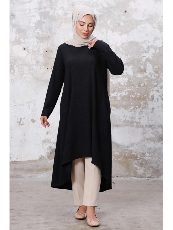 Asimetrik Kesim Tunik 1253 - Siyah