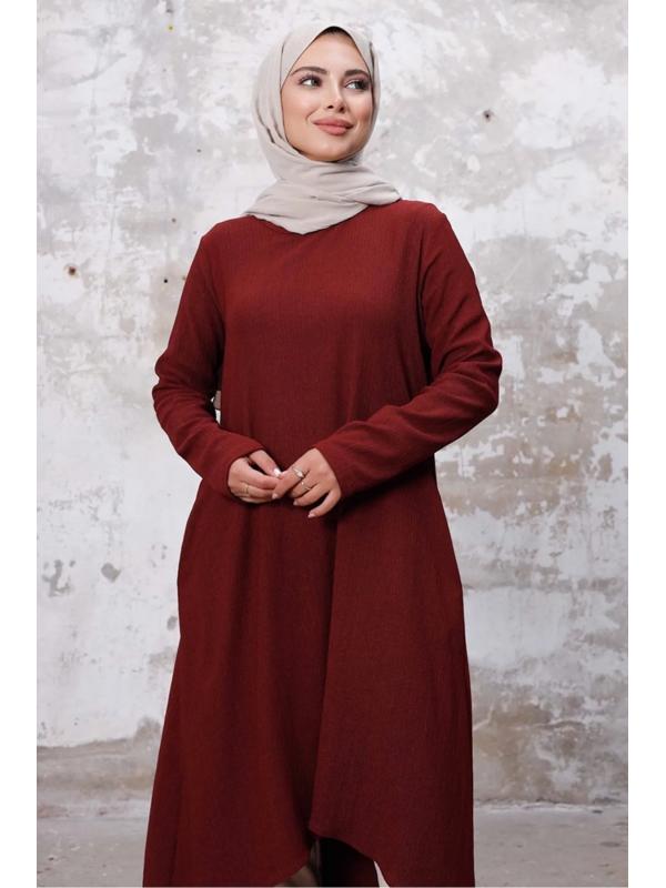 Asimetrik Kesim Tunik 1253 - Bordo