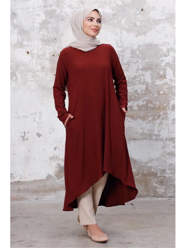 Asimetrik Kesim Tunik 1253 - Bordo