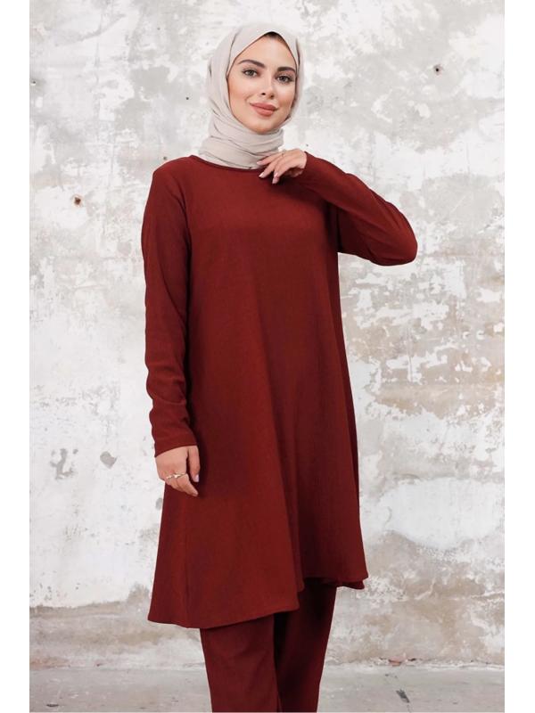 Seyal Tunik Pantolon Bürümcük Takım 1252 - Bordo