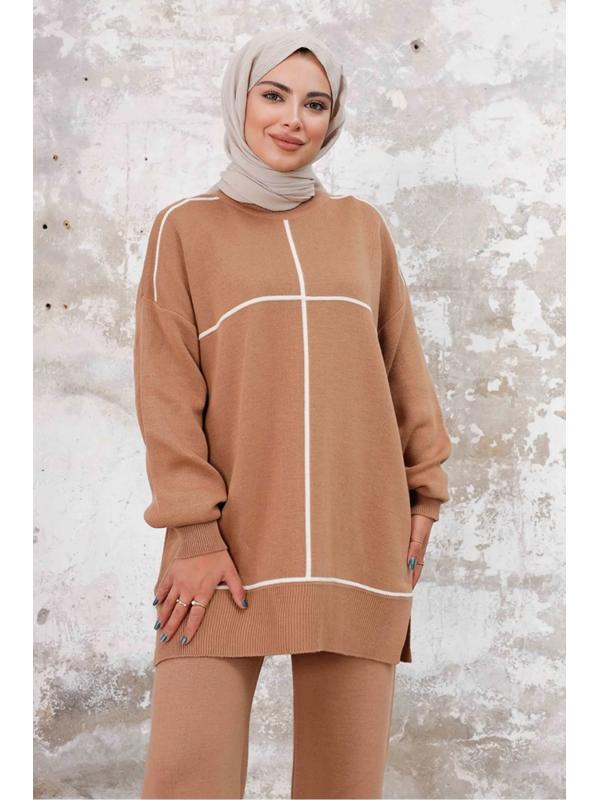 Nurel Tunik Pantolon İkili Triko Takım 1238 - Vizon