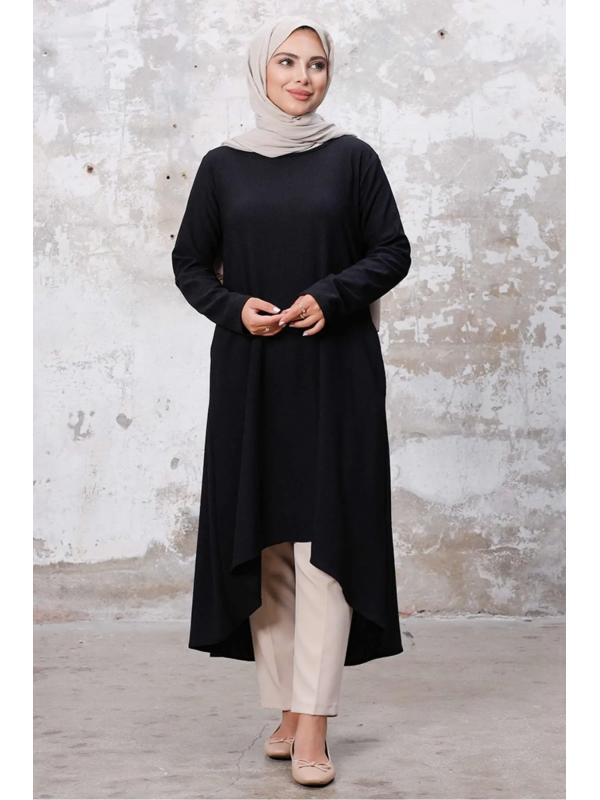 Asimetrik Kesim Tunik 1253 - Siyah