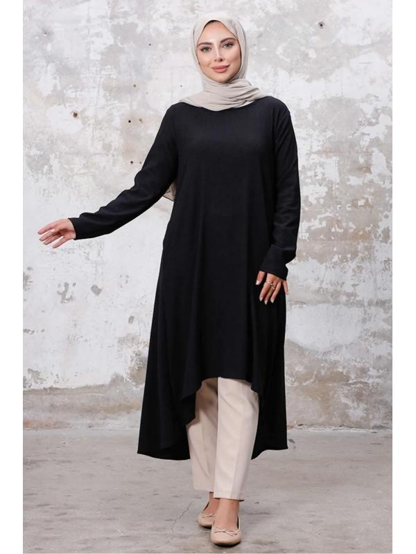 Asimetrik Kesim Tunik 1253 - Siyah