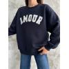 Amour Nakışlı Unisex Lacivert Sweatshirt