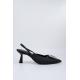 Siyah Taşlı Arkası Açık Stiletto Kısa Topuklu Ayakkabı - Elizabeth