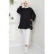 Torba Cepli Bisiklet Yakalı Sweatshirt Tunik Siyah HM2509