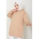 Kanguru Cepli Kapüşonlu Sweatshirt Tunik Camel HM2510