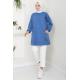 Torba Cepli Bisiklet Yakalı Sweatshirt Tunik İndigo HM2509