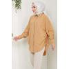 Yandan Bağlamalı Oversize Gömlek Camel HM2471