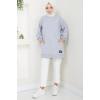 Torba Cepli Bisiklet Yakalı Sweatshirt Tunik Gri HM2509