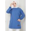 Torba Cepli Bisiklet Yakalı Sweatshirt Tunik İndigo HM2509