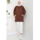 Torba Cepli Bisiklet Yakalı Sweatshirt Tunik Kahverengi  HM2509