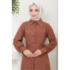 Boncuklu Sofia Elbise Taba HM2476