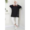 Torba Cepli Bisiklet Yakalı Sweatshirt Tunik Siyah HM2509