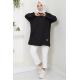 Torba Cepli Bisiklet Yakalı Sweatshirt Tunik Siyah HM2509