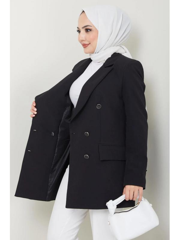 Düğmeli Blazer Ceket Siyah HM2433