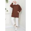 Torba Cepli Bisiklet Yakalı Sweatshirt Tunik Kahverengi  HM2509