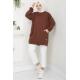 Torba Cepli Bisiklet Yakalı Sweatshirt Tunik Kahverengi  HM2509