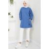 Torba Cepli Bisiklet Yakalı Sweatshirt Tunik İndigo HM2509