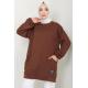 Torba Cepli Bisiklet Yakalı Sweatshirt Tunik Kahverengi  HM2509