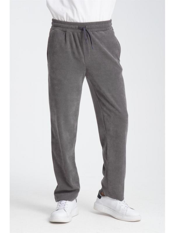 Baggy Kalıp Kadife Kumaş Jogger Pantolon - Füme