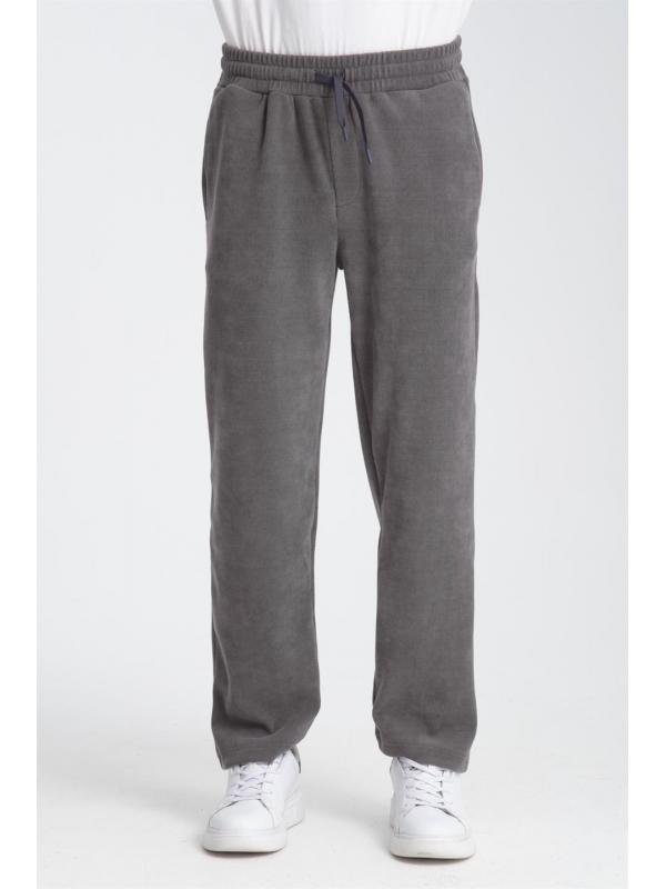 Baggy Kalıp Kadife Kumaş Jogger Pantolon - Füme