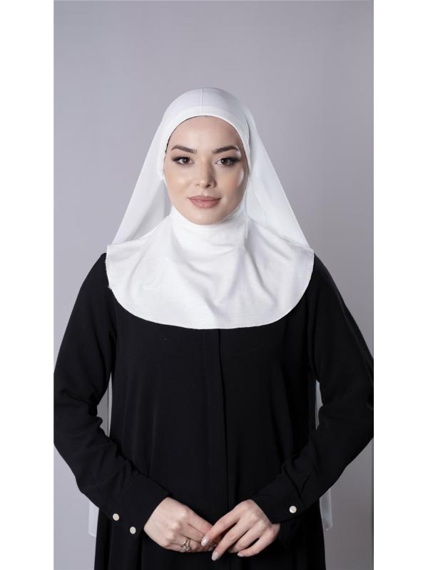 Krem Pratik Hazır Geçmeli Şal Şifon Kumaş Hijab Bone 3009_40