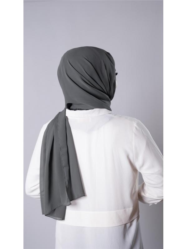 Antrasit Pratik Hazır Geçmeli Şal Şifon Kumaş Hijab Bone 3009_25