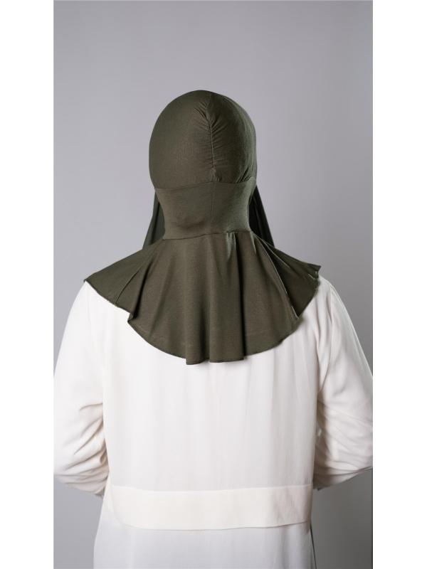 Haki Pratik Hazır Geçmeli Şal Şifon Kumaş Hijab Bone 3009_09