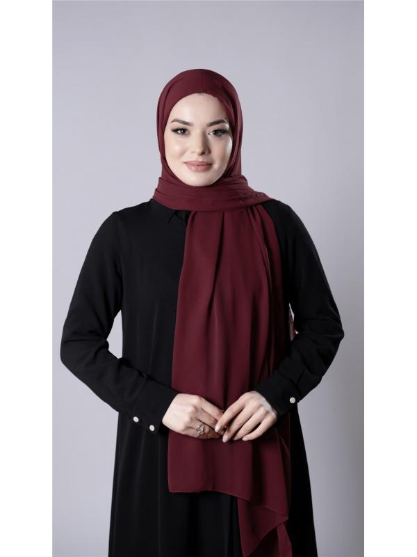 Bordo Pratik Hazır Geçmeli Şal Şifon Kumaş Hijab Bone 3009_16