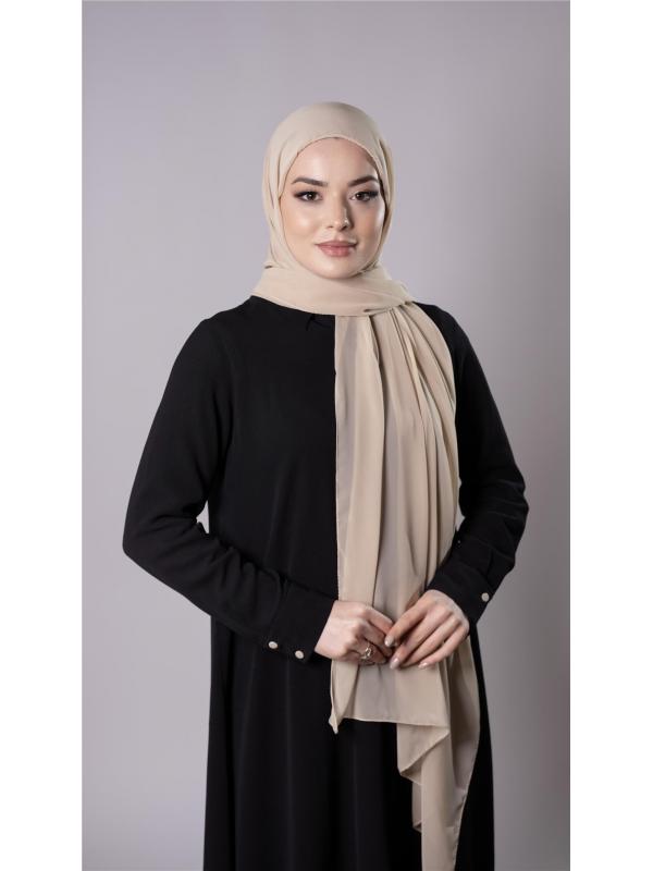 Bej Pratik Hazır Geçmeli Şal Şifon Kumaş Hijab Bone 3009_12