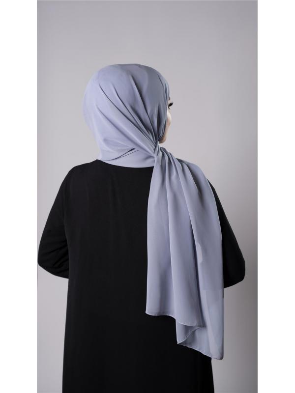 Gri Pratik Hazır Geçmeli Şal Şifon Kumaş Hijab Bone 3009_15