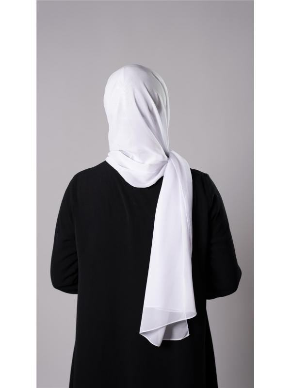 Beyaz Pratik Hazır Geçmeli Şal Şifon Kumaş Hijab Bone 3009_42