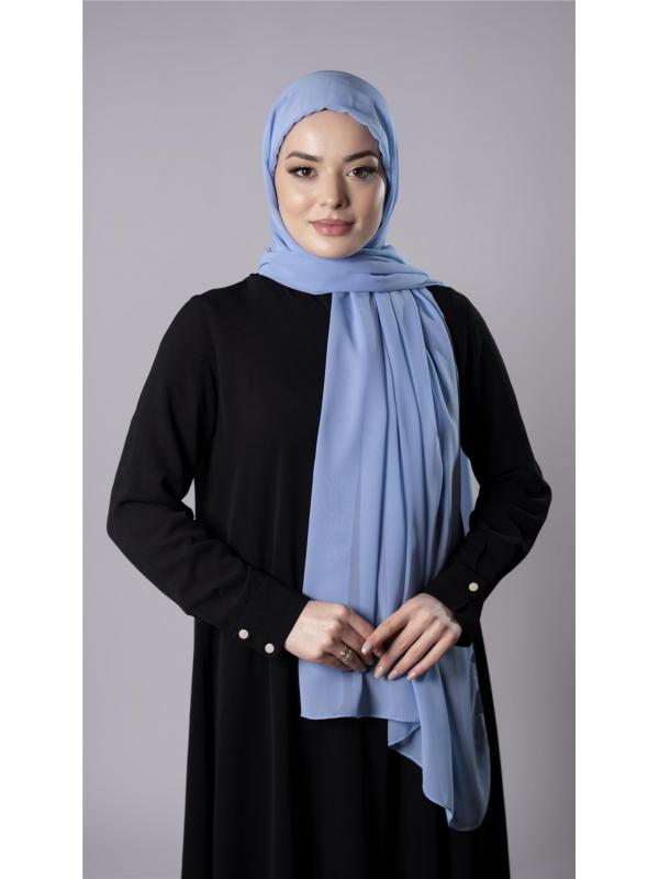 Bebe Mavisi Pratik Hazır Geçmeli Şal Şifon Kumaş Hijab Bone 3009_11