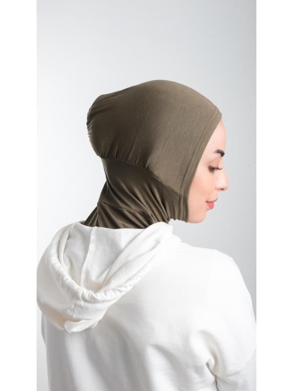 Haki Pratik Hazır Geçmeli Tesettür Bone Sandy Kumaş Spor Hijab 2113_09