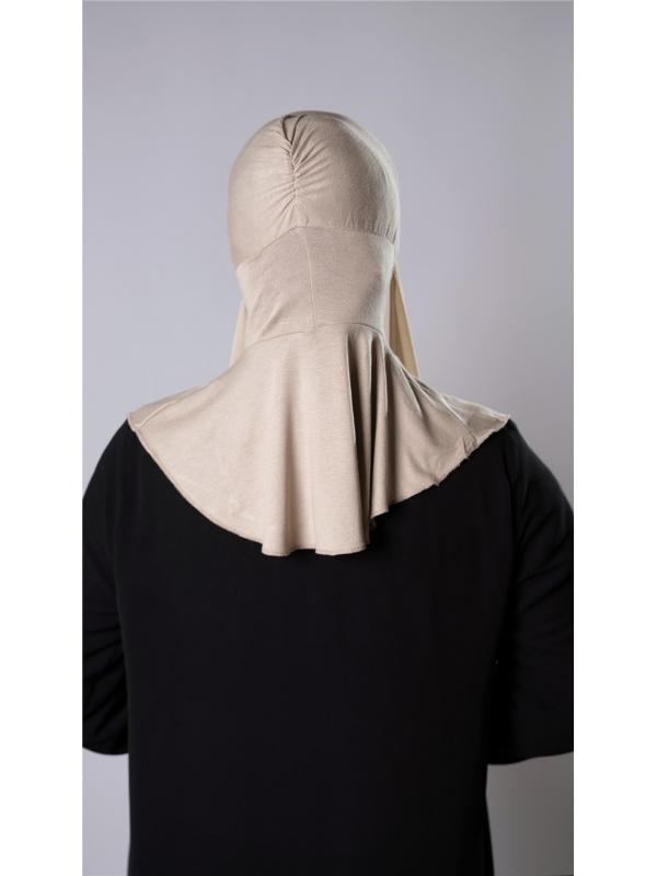 Bej Pratik Hazır Geçmeli Şal Şifon Kumaş Hijab Bone 3009_12