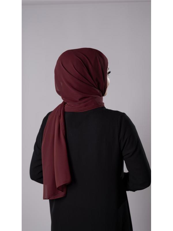 Bordo Pratik Hazır Geçmeli Şal Şifon Kumaş Hijab Bone 3009_16