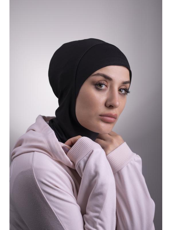 Siyah Pratik Hazır Geçmeli Bone Viskon Kumaş Hijab Spor 2106_01