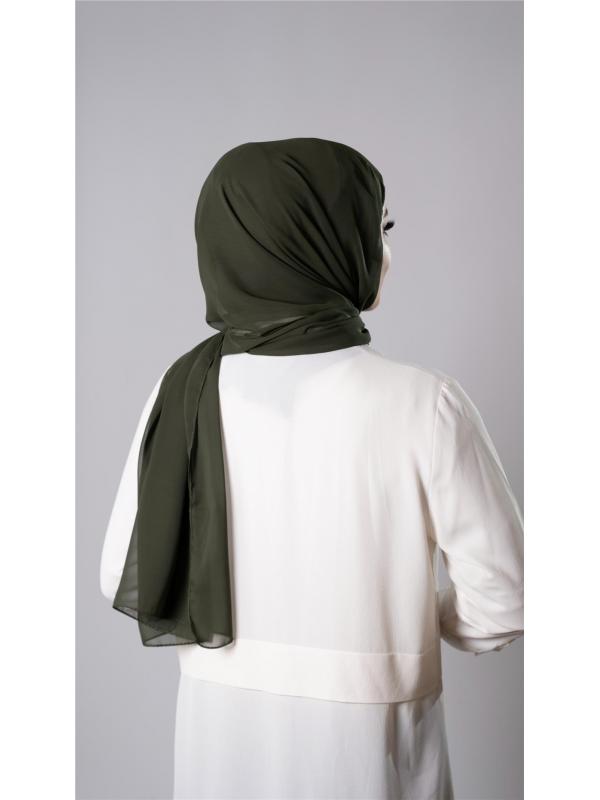 Haki Pratik Hazır Geçmeli Şal Şifon Kumaş Hijab Bone 3009_09