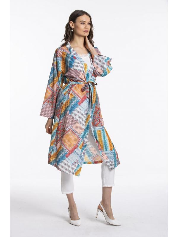 Turkuaz Desenli Kimono 60350