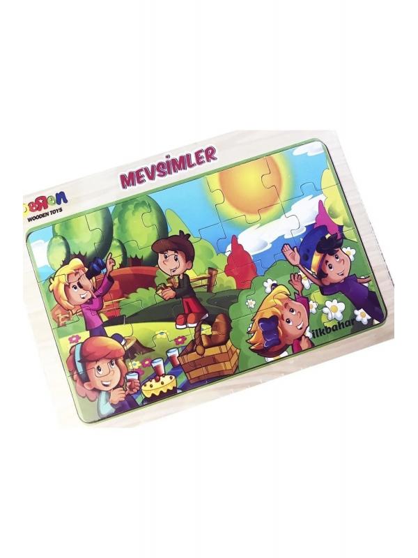 20 Parça Eğitici Ahşap Puzzle Mevsimler Ilkbahar